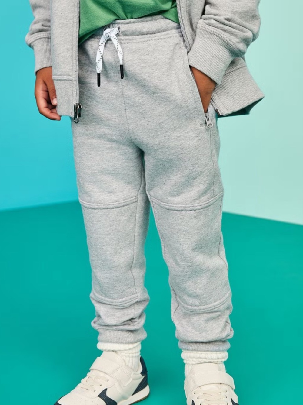 Hanna Andersson Slim Fit French Terry Double Knee Sweatpants Size 8 Heather Grey